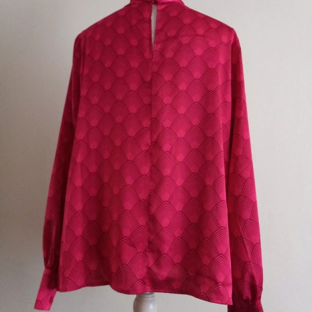 Worthington Size PXXL Bow Tie Blouse Red Color Long Sleeve New With Tag $25 - Picture 6 of 12